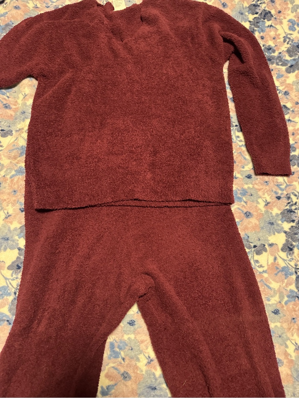Cozy Women's Burgundy Fuzzy Pajama Set